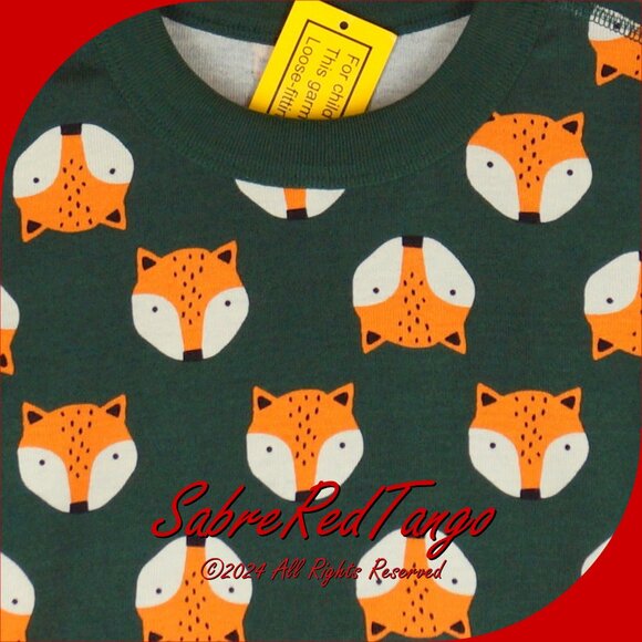 NWT Hanna Andersson Organic Short Johns Pajamas Foxy Print On Malachite 110 5 - Picture 2 of 4